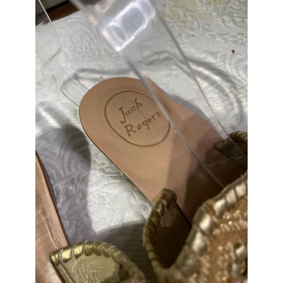 Jack Rogers Womens Gold T-Strap Sandals Size 5 - Picture 2 of 7